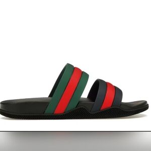Gucci Slide Sandals with Red and Green Stripes